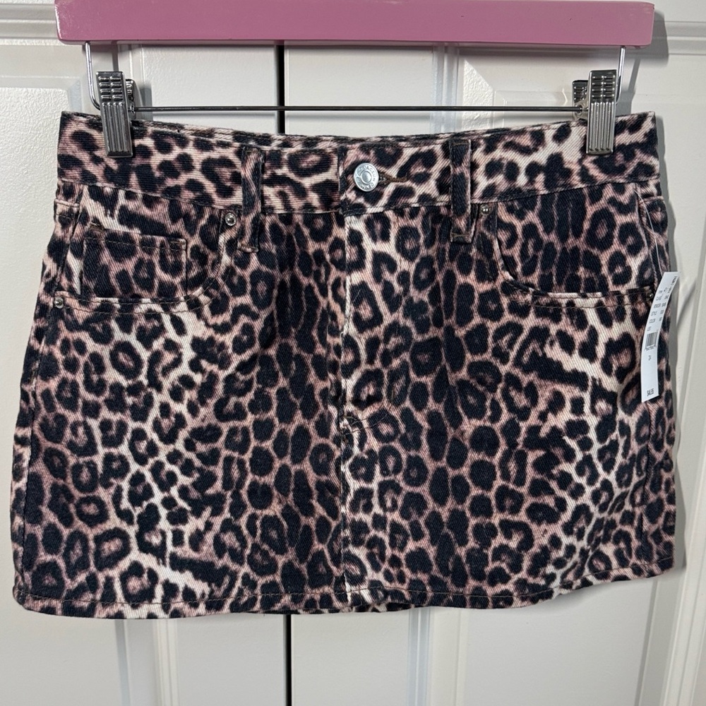 Leopard Denim Skirt - Size 24